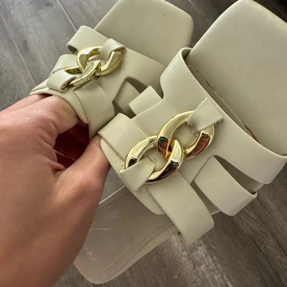 Zara Cream & Gold Sandals - Picture 4 of 7